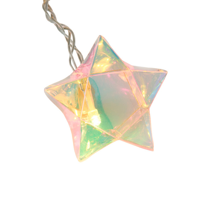 Lyskjede m/stjerner hologram 10 LED 2,25 meter
